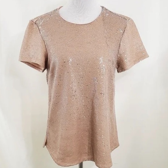 Michael Stars Tops - 🥑Michael Stars flip sequin tee tan silver neutral concert t-shirt XS